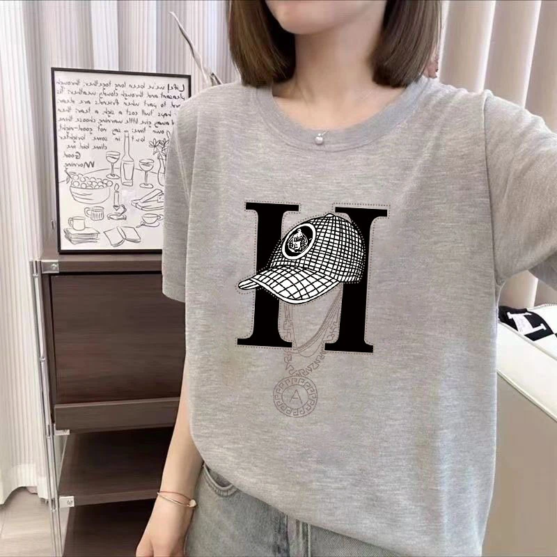 印花小众T恤女2025夏季新款显瘦圆领垂感雪花棉薄款韩版半袖上衣