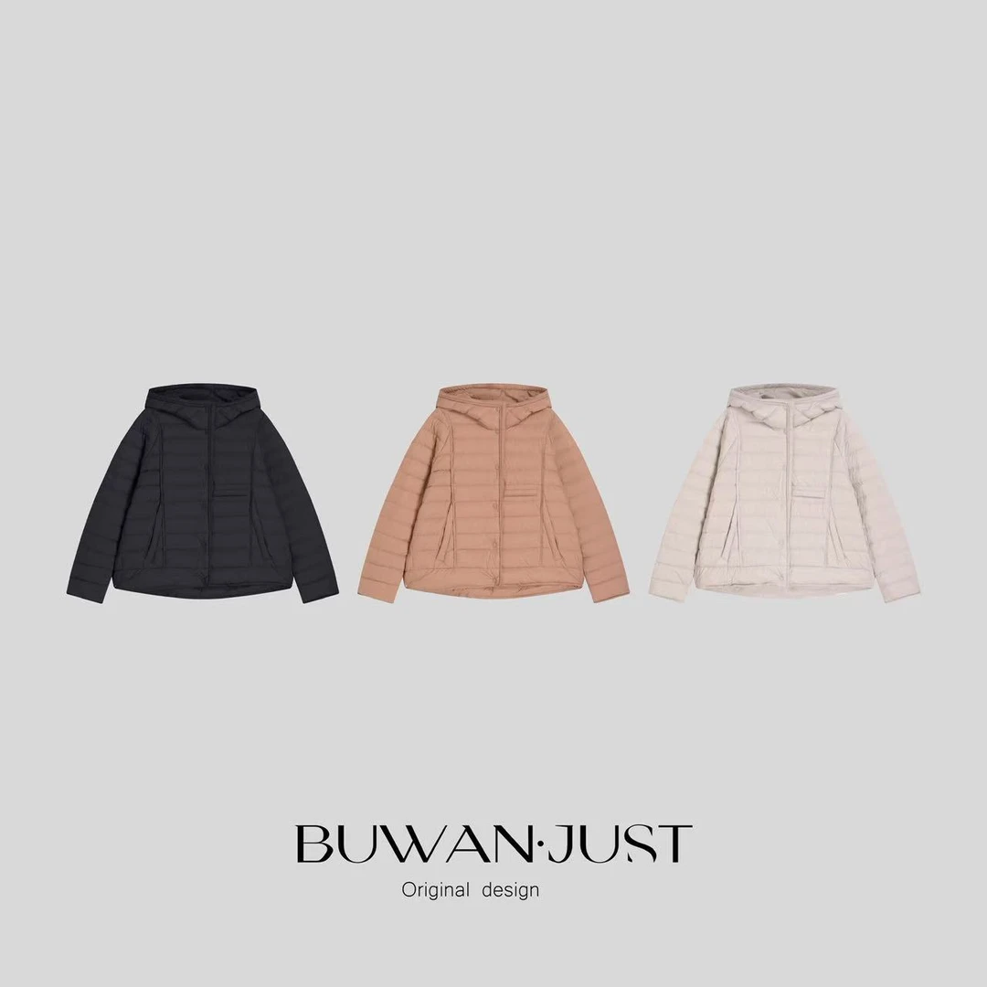 BUWANJUST高定排骨纹轻盈系列连帽百搭好穿羽绒服B2339