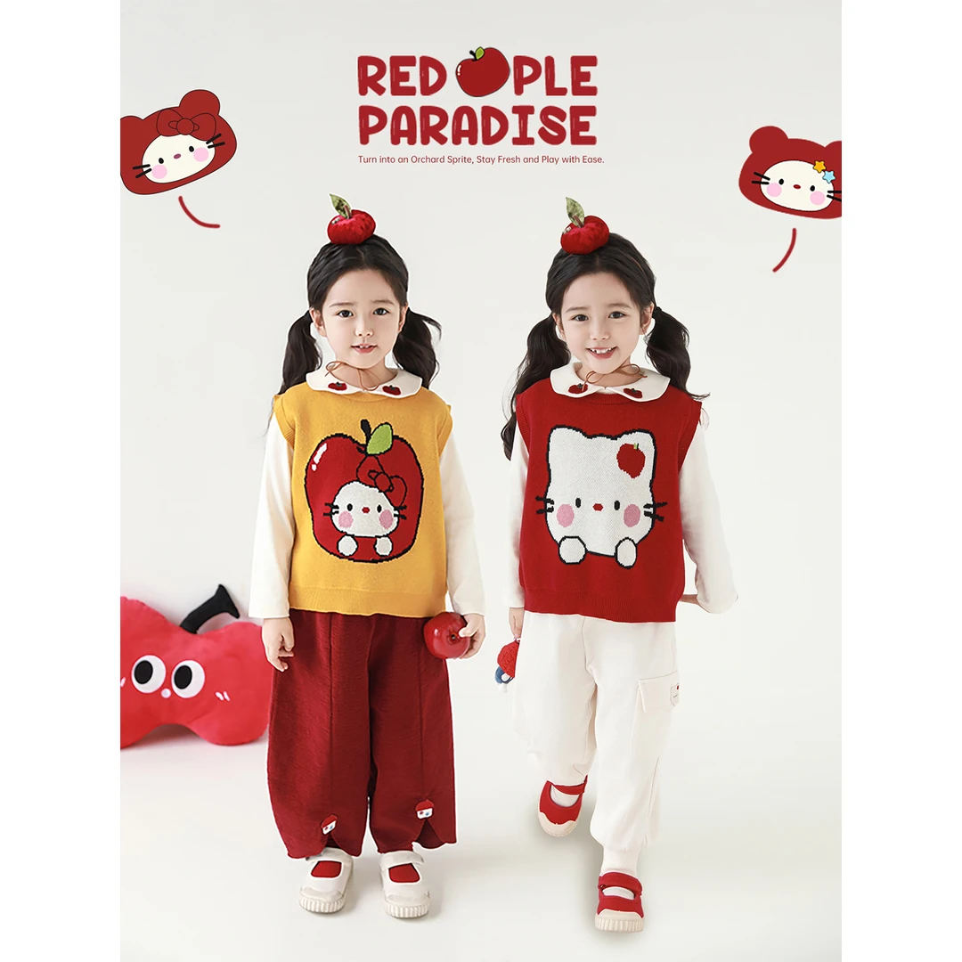 幼悠【苹果猫咪】2025秋一波洋气可爱卡通外穿马甲 Q4167