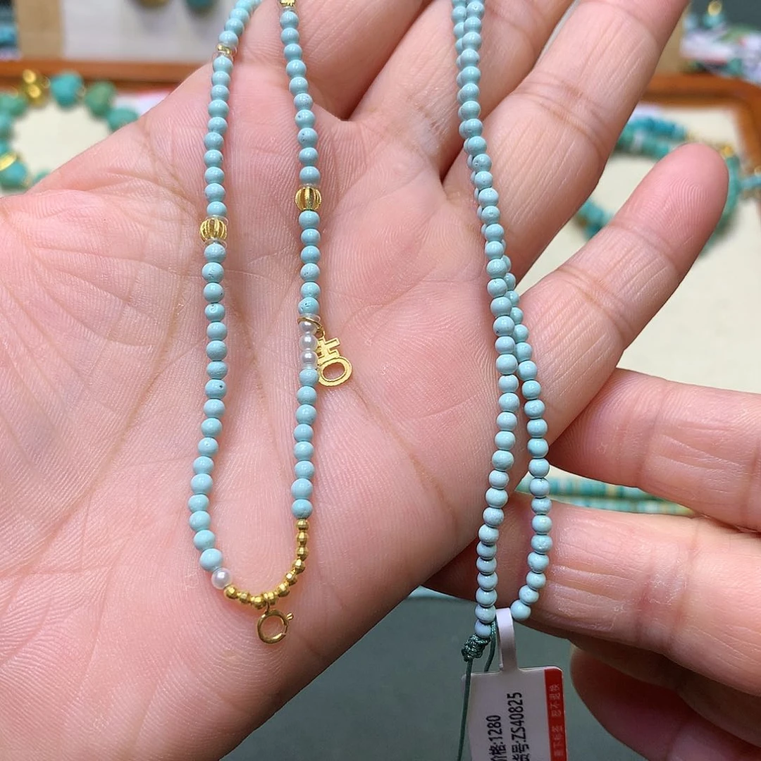 绿松石18K金镶嵌万能链