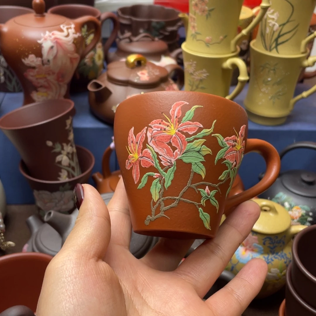 茶杯红泥紫砂主人杯160cc