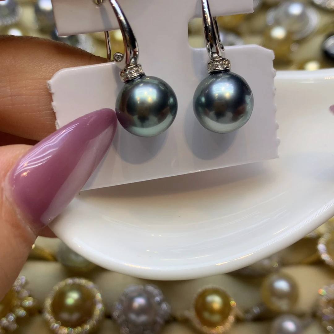 银S925镶嵌耳饰海水珍珠