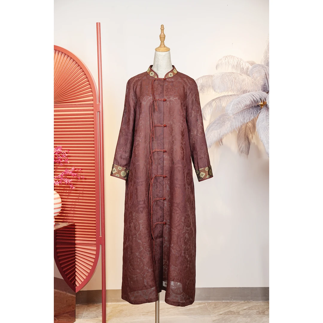 【万象有衣】三足金乌-高端女装设计师款香云纱袍子-7593