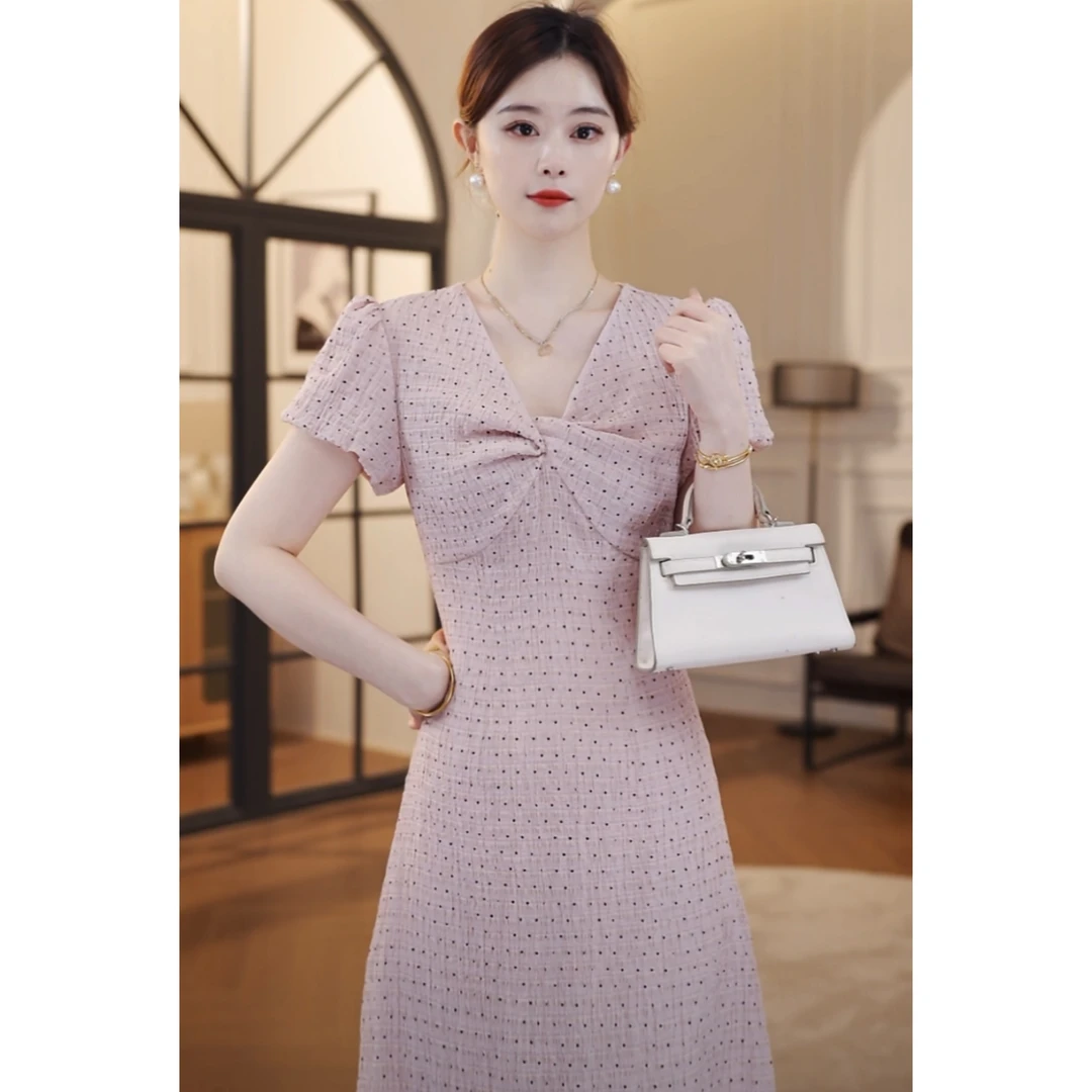 【嘉嘉JIANG】心动降临 夏季经典简约波点扭结连衣裙 XJ252L1196