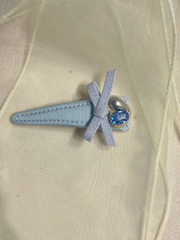 少女风可爱BB夹法式韩版发夹女边夹蓝色发卡卡通风