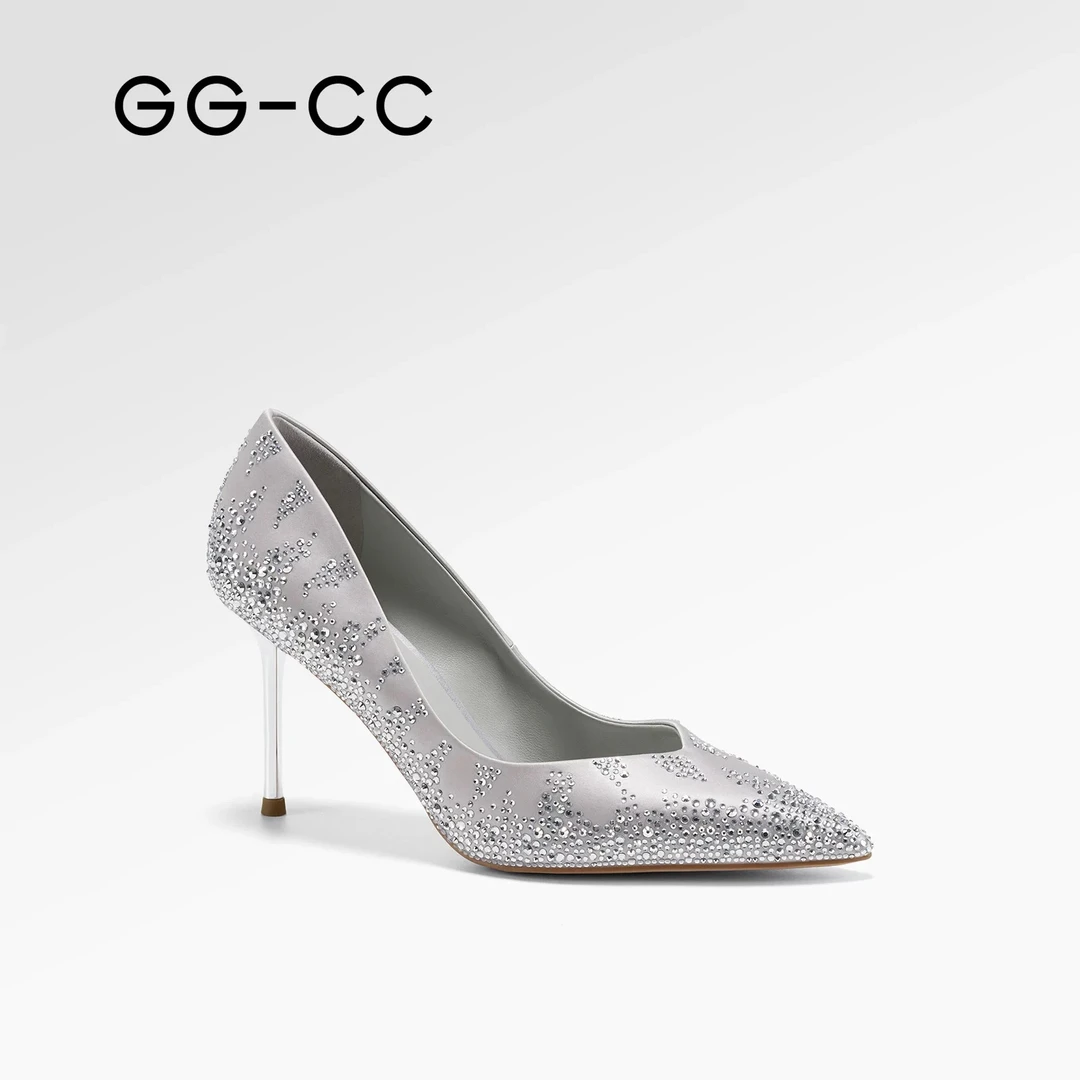 GGCC商场同款2025春季气质高跟鞋水钻单鞋女约会晚宴婚鞋G25U7833