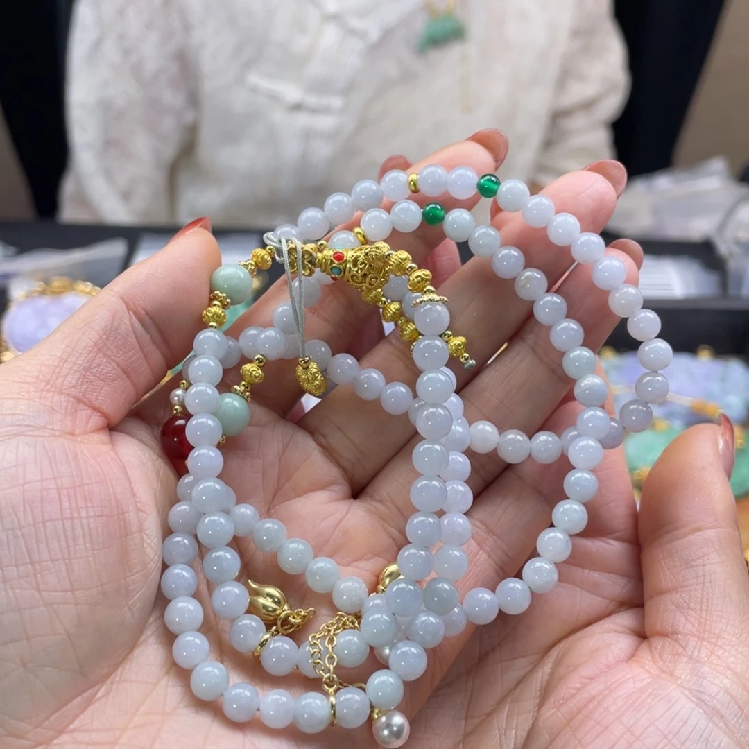 翡翠未镶嵌颈饰代编织