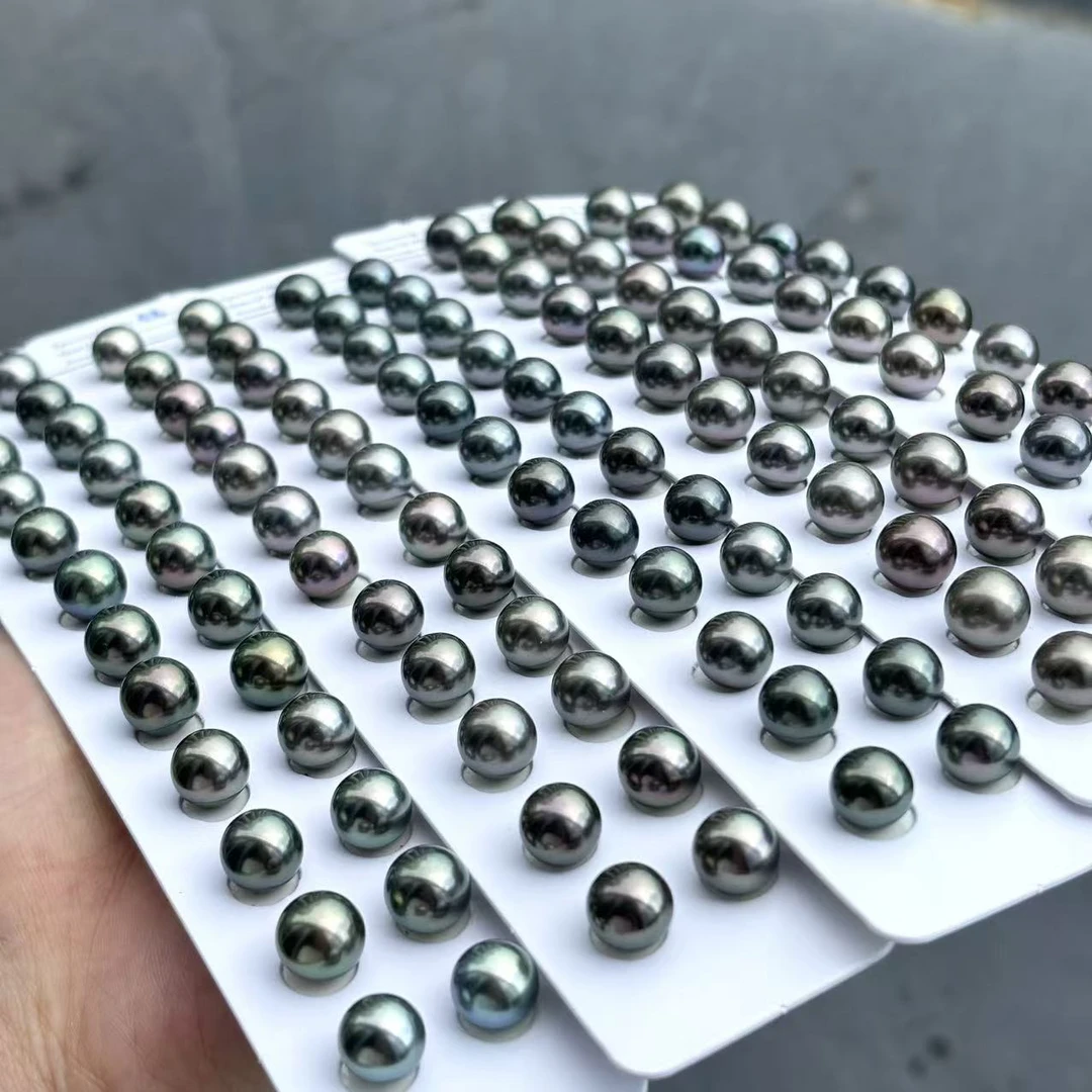 【18k金加厚金针！】 海水珍珠大溪地黑珍珠耳钉9-10mm 多样性发一