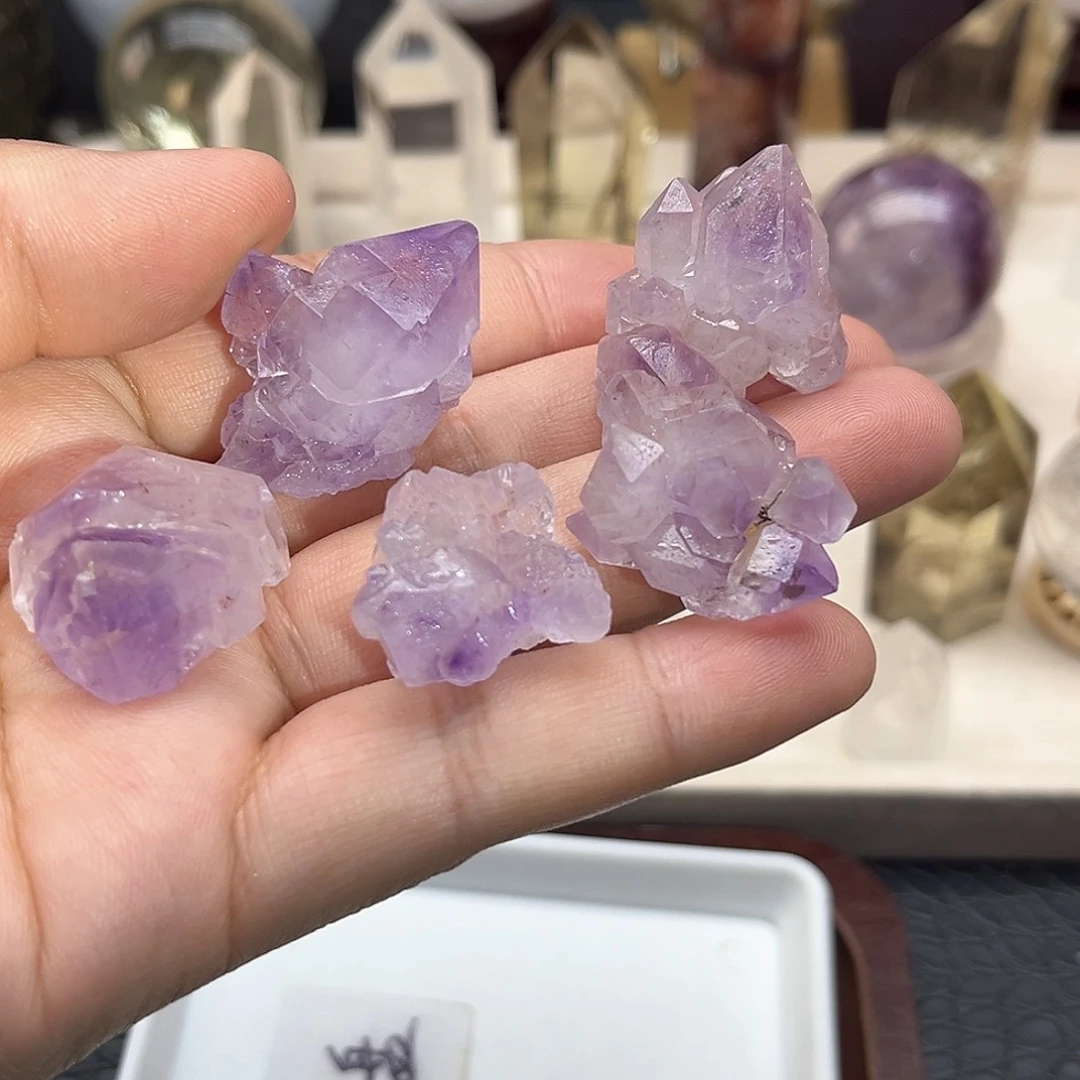 珠宝半成品水晶未镶嵌16 紫水晶簇带超七共生