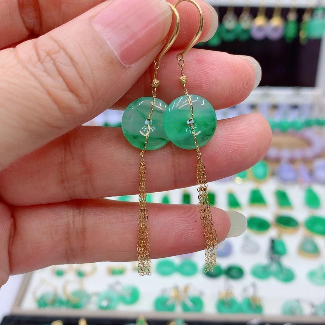 翡翠18K金镶嵌耳饰