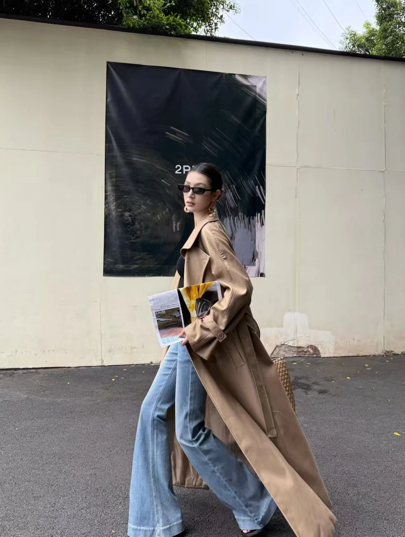 休闲设计过款链接J301-400宽松中长款风衣