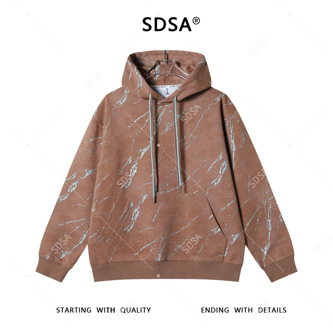 SDSA男士秋冬新款痞帅男装时尚撞色割破连帽卫衣百搭时尚上衣套头