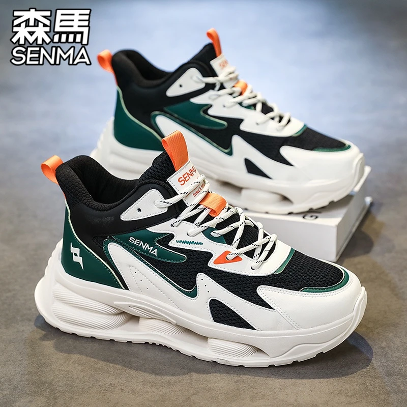 SENMA/森马老爹鞋美式休闲网面运动男鞋厚底增高开车鞋工作防滑潮