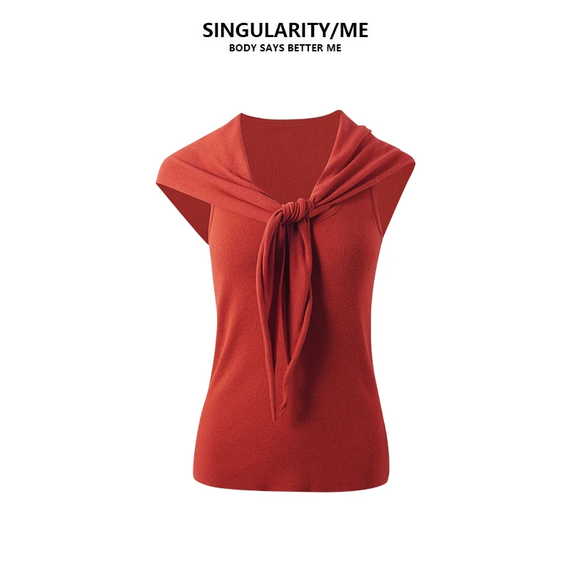 Singularity Me 2A 0301 慵懒感叠穿可拆卸披肩无袖针织背心上衣