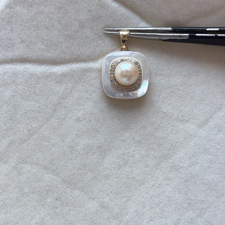 吊坠(不含链)海水珍珠银S925镶嵌