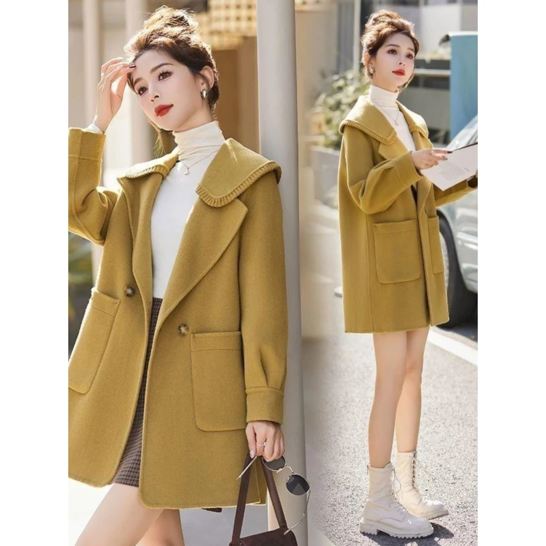 2025秋冬新款高端宽松中长时尚修身大衣韩版中长款洋气毛呢外套女