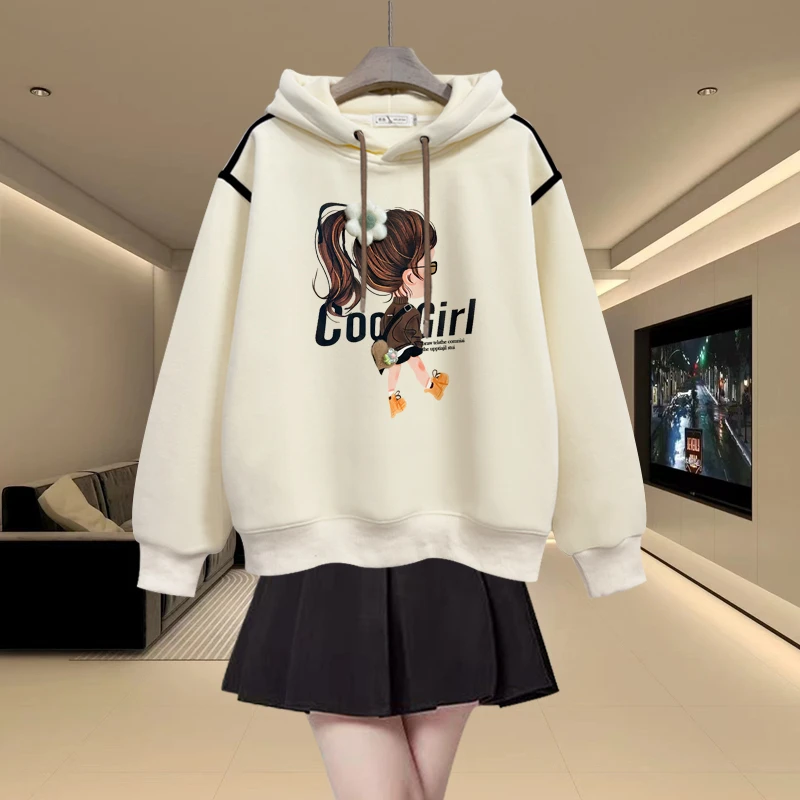 连帽卫衣女2025秋冬新款加绒加厚韩版宽松套头小个子短款上衣外套