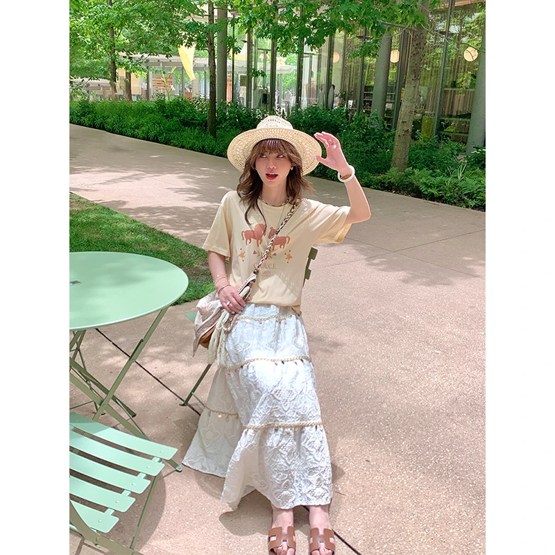 CHERI.Z趣味小马印花 圆领宽松短袖 百搭夏季休闲