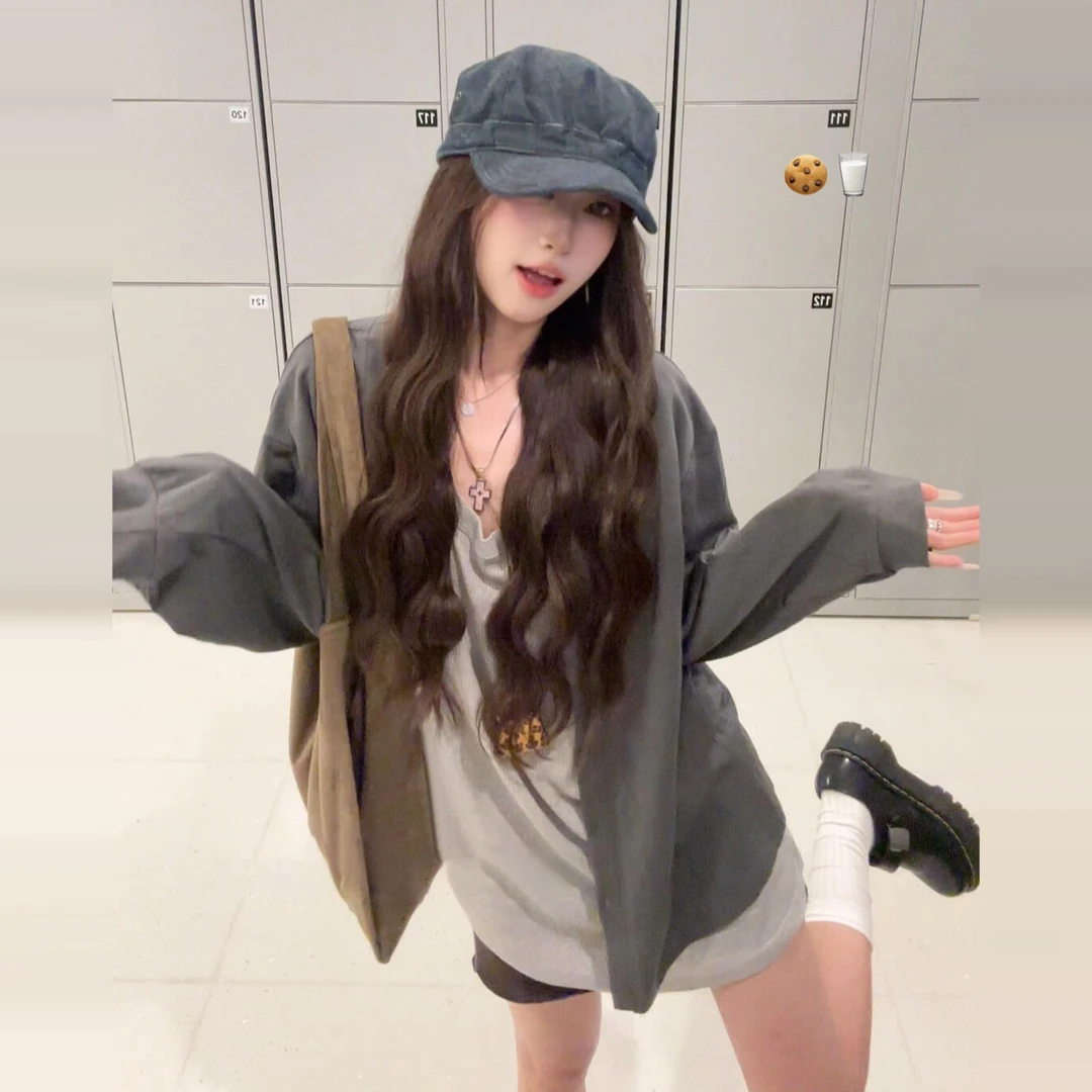 韩系复古开衫女早秋设计宽松百搭休闲气质学院风松弛感慵懒短外套