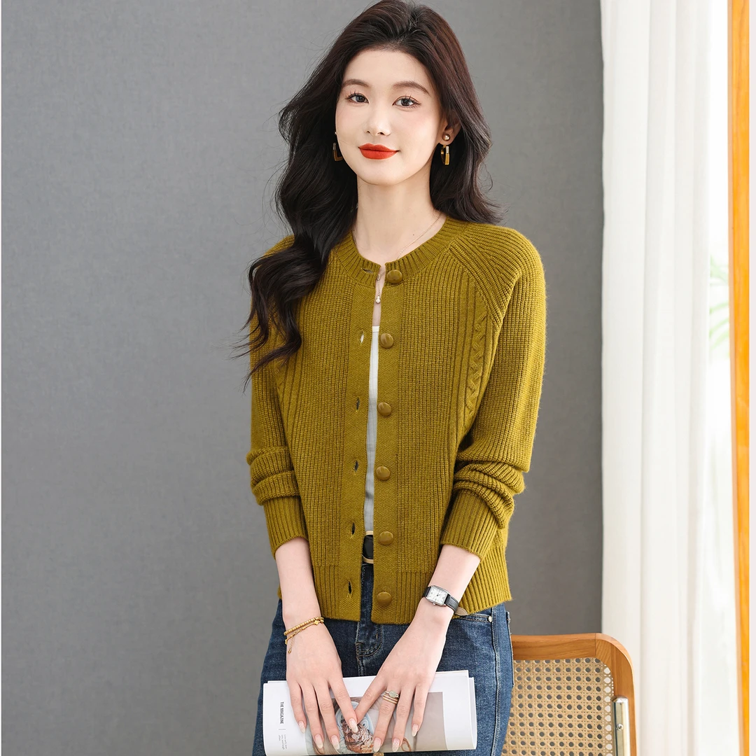 重磅爆款针织羊毛开衫女2025年新款小香风针织上衣洋气毛衣外套
