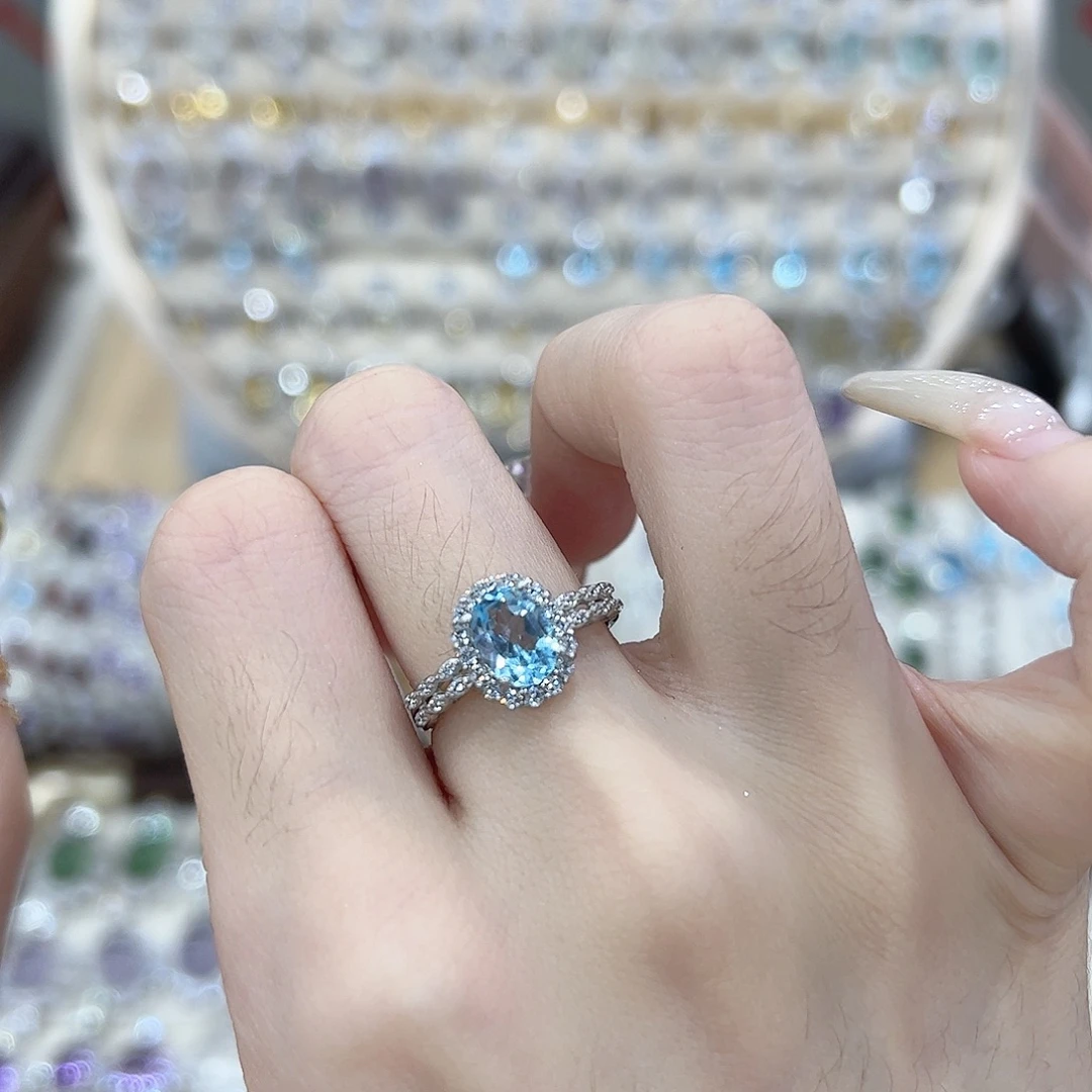 小***️戒指托帕石银S925镶嵌