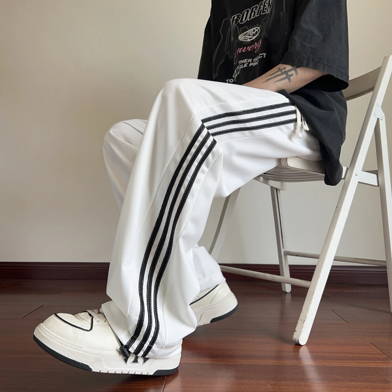 冰丝束脚男士夏季百搭运动卫裤青少年大学生薄款阔腿直筒休闲长裤