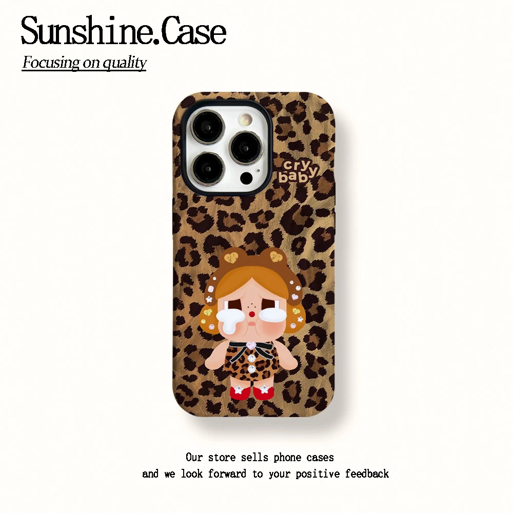 菲林二合一适用苹果华为vivo小米oppo手机壳豹纹哭娃16PROMAX