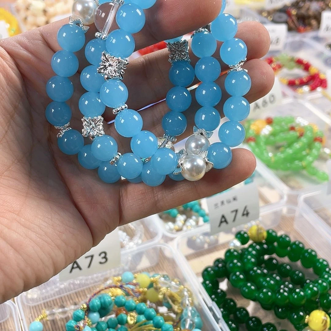 檀香木手串银S925镀金镶嵌