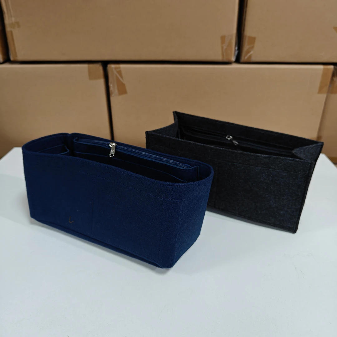 28cm 蓝色深灰侧拉链内胆包 定型收纳包 包中包