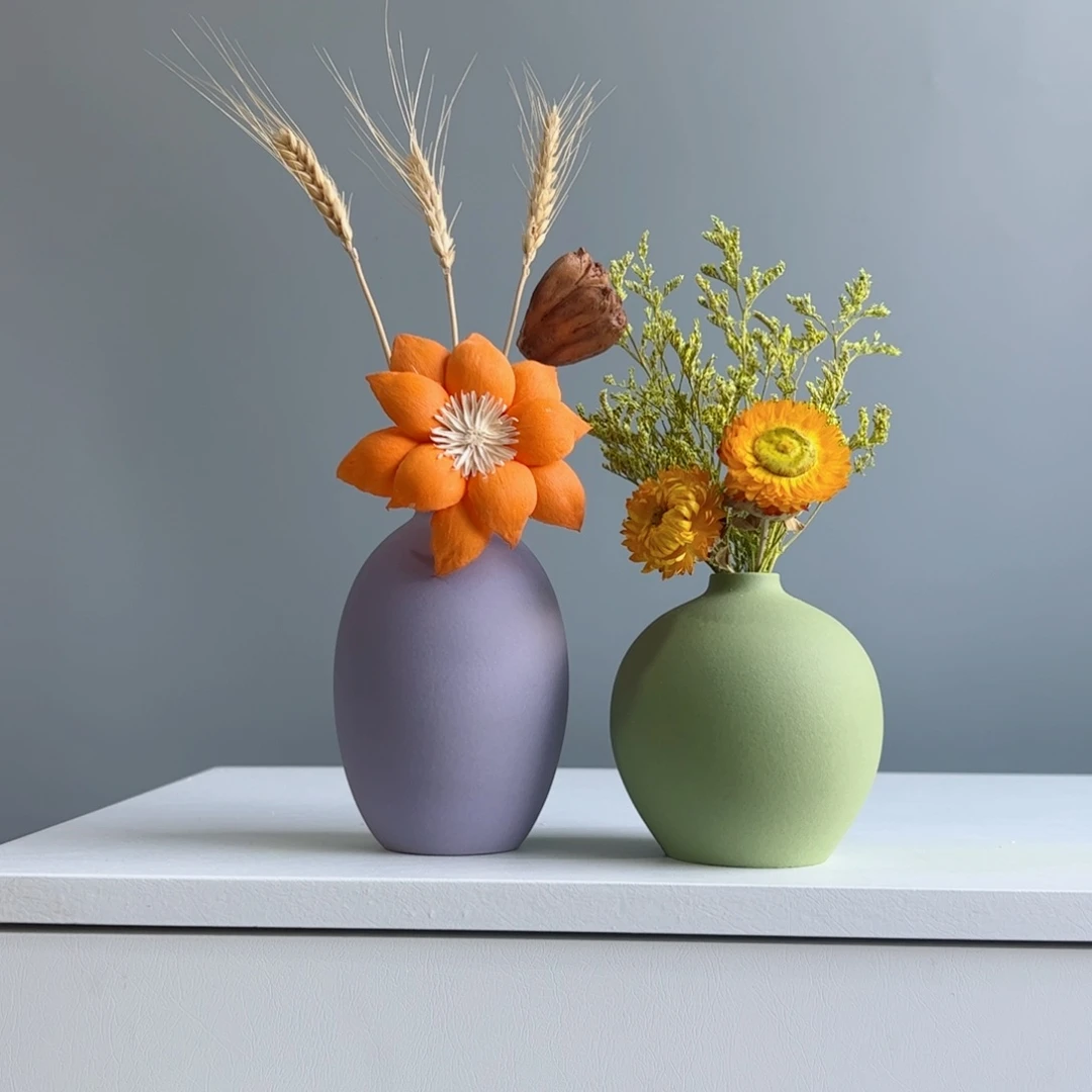 摆件陶瓷小花瓶摆件含花总高约20-30cm