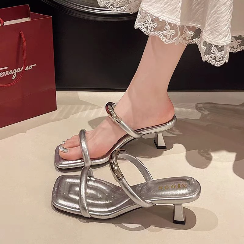 170-1 新款法式气质百搭细跟拖鞋