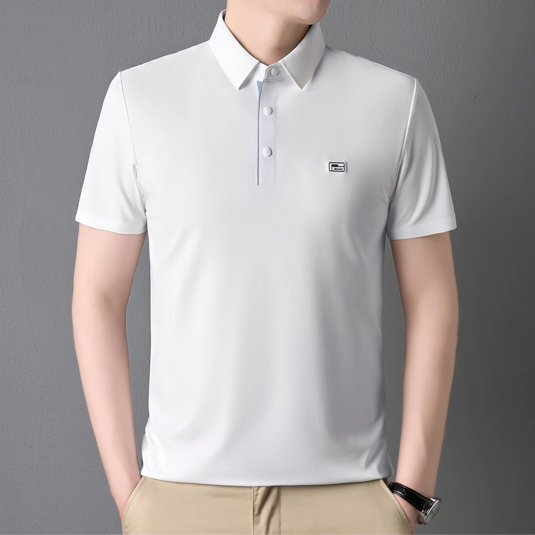夏季薄款冰丝抗皱面料89220男士POLO衫运动时尚速干