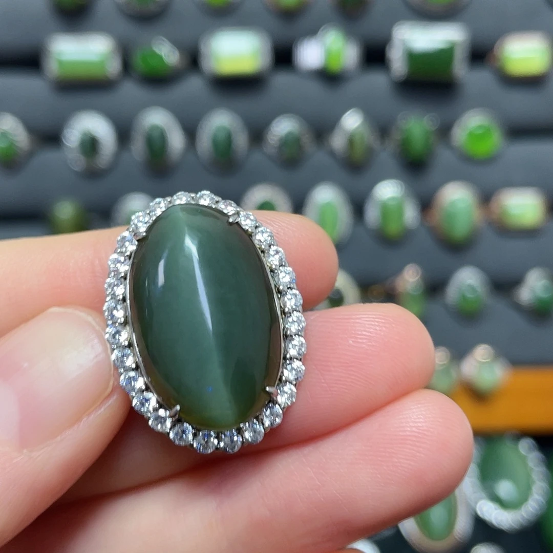 琴***-和田玉（碧玉）银S925镶嵌吊坠(不含链)