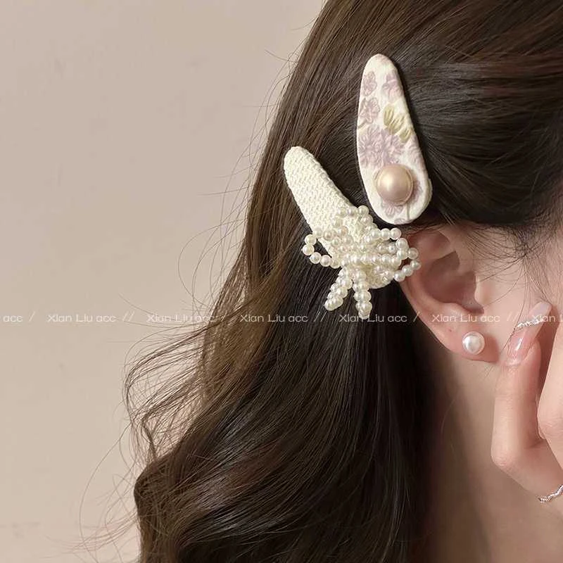 韩国精致珍珠发夹女2025新款高级感侧边刘海鸭嘴夹bb夹耳边夹发饰