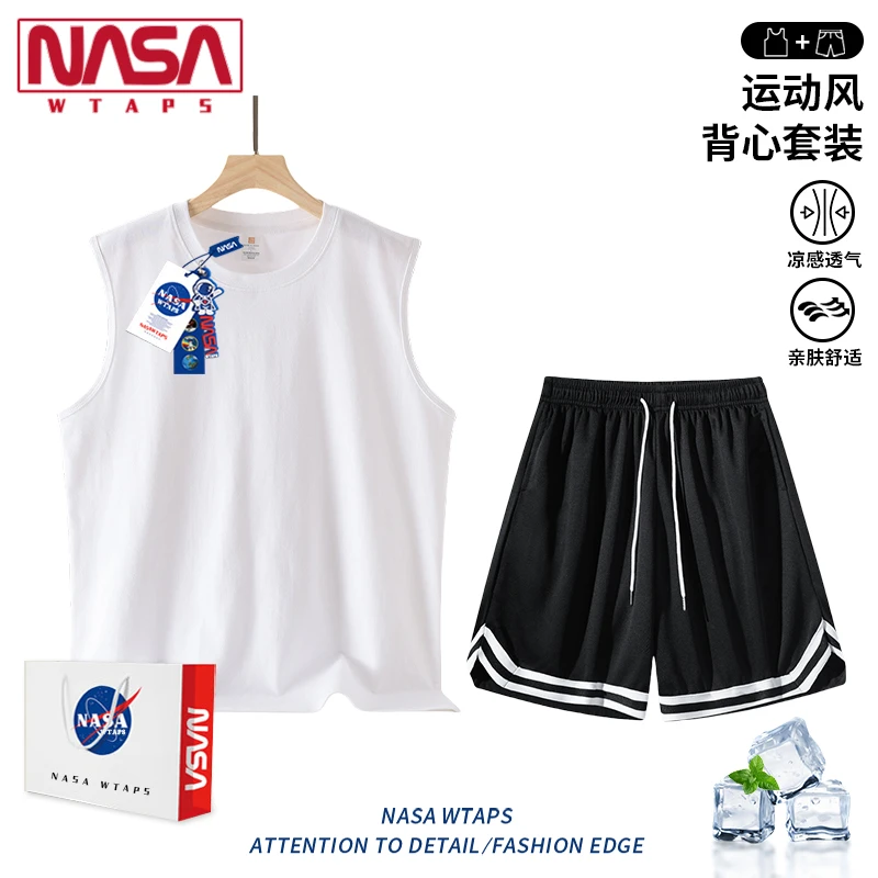 NASA WTAPS冰丝速干休闲运动坎肩背心男夏季2025新款帅气搭配套装