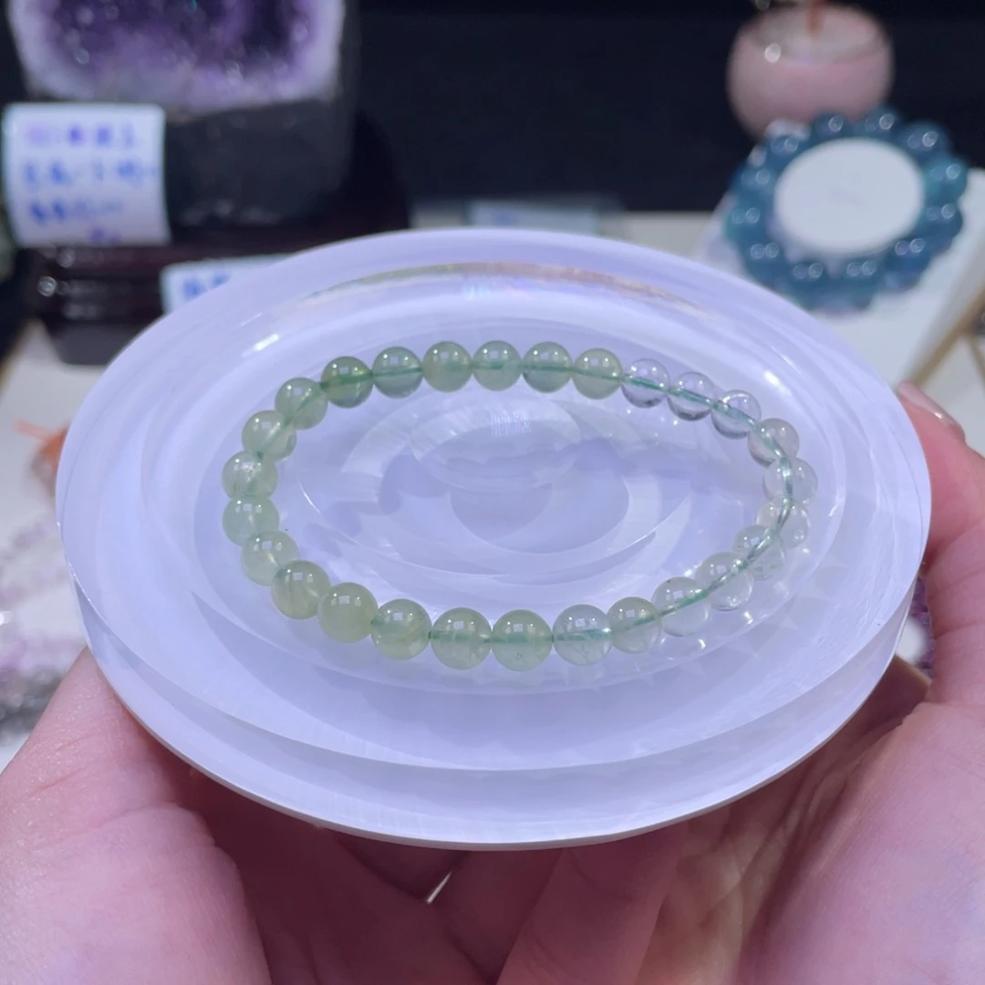 未镶嵌手链水晶渐变青提葡萄石6+
