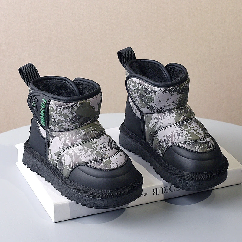 ABC防水男童雪地靴儿童加绒加厚大棉鞋宝宝新款雪地小童冬季中棉