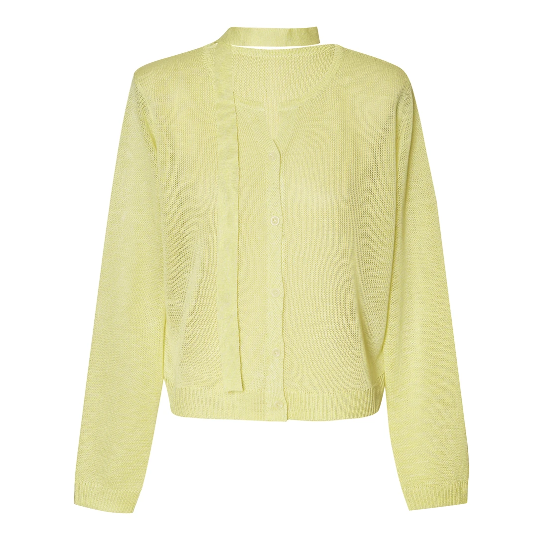 【EU6009】2025新款时尚V领宽松显瘦休闲百搭针织开衫