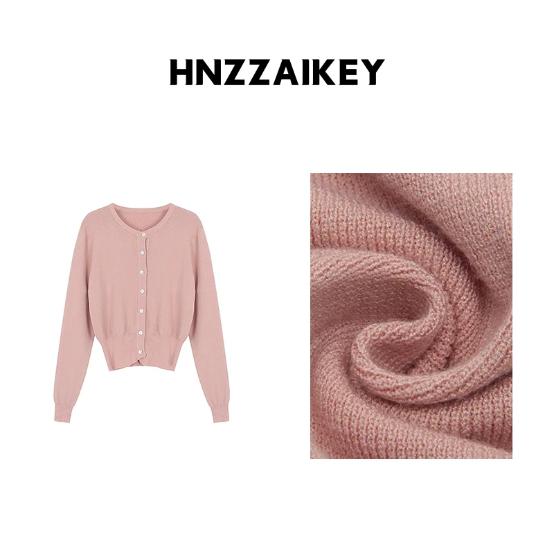HNZZAIKEY 圆领针织衫女秋季新款韩系通勤上衣X8078F