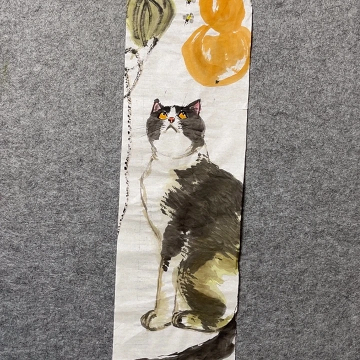 竖款大鱼书画艺术作品