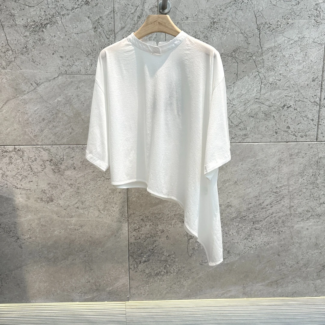 【YCH】设计师品牌25年夏新品简约圆领短袖T恤S25T010061WH/61KK