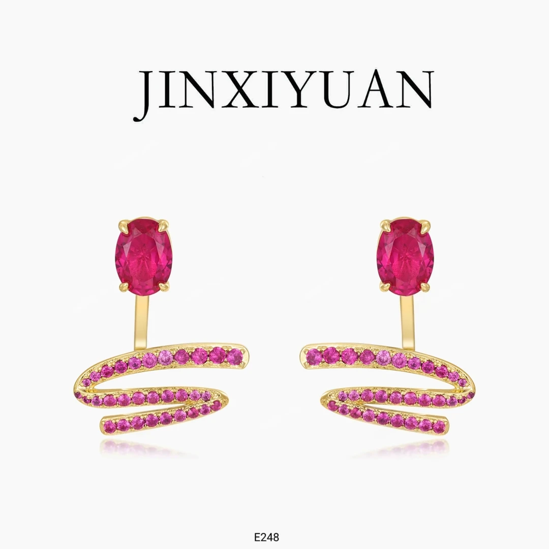 铜合金耳饰 INXIYUAN/瑾熙媛【红韵金蛇】时尚百搭轻奢风耳环E248