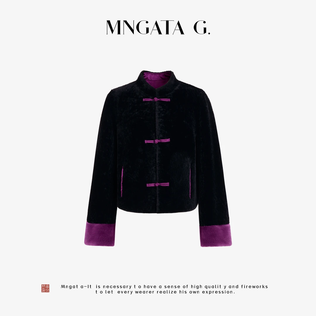 MNGATA G.宫小妍【曼奢·绝绝紫】羊毛皮秋冬新中式国风外套5071594