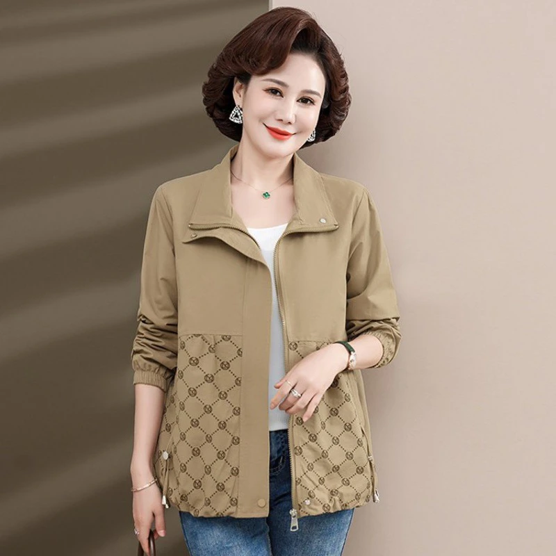 洋气中年妈妈装春秋款外套妇女夹克衫宽松风衣40岁50中老年上衣女