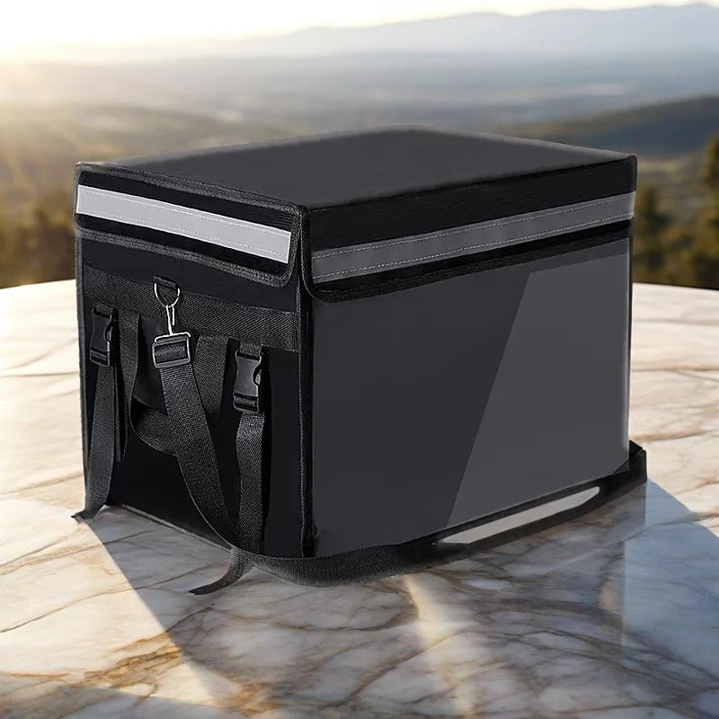 外卖送餐箱美团众包骑手保温箱外卖箱小型放前面跑腿商用摆摊黑箱