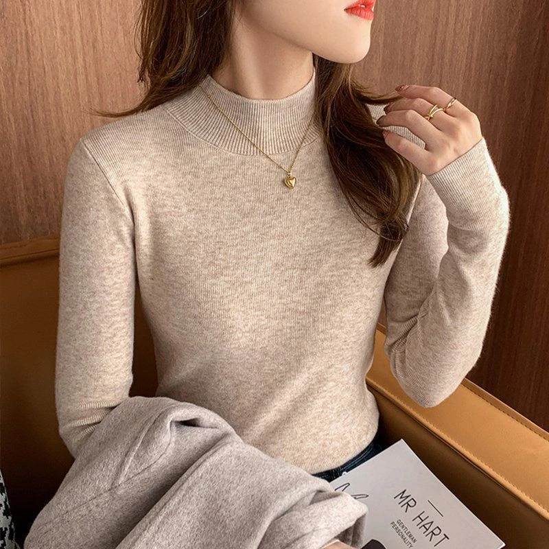 毛衣针织衫女2025秋冬新款半高领打底衫百搭洋气长袖内搭修身上衣