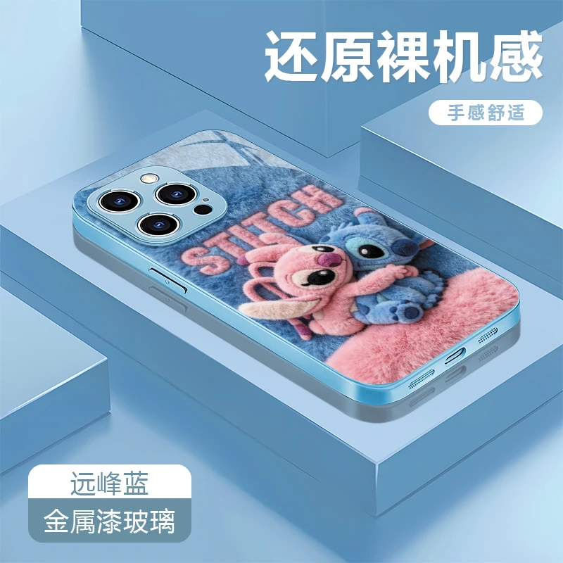 毛绒史迪仔适用苹果17/16华为P70/vivo/oppo金属漆防摔手机壳女款