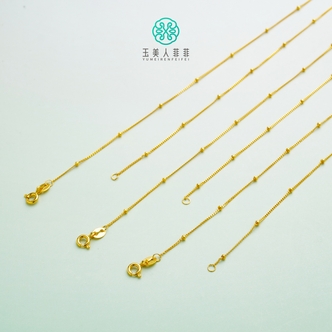 吊坠925银 玉美人菲菲~S925金色间珠银链子~多样性发一