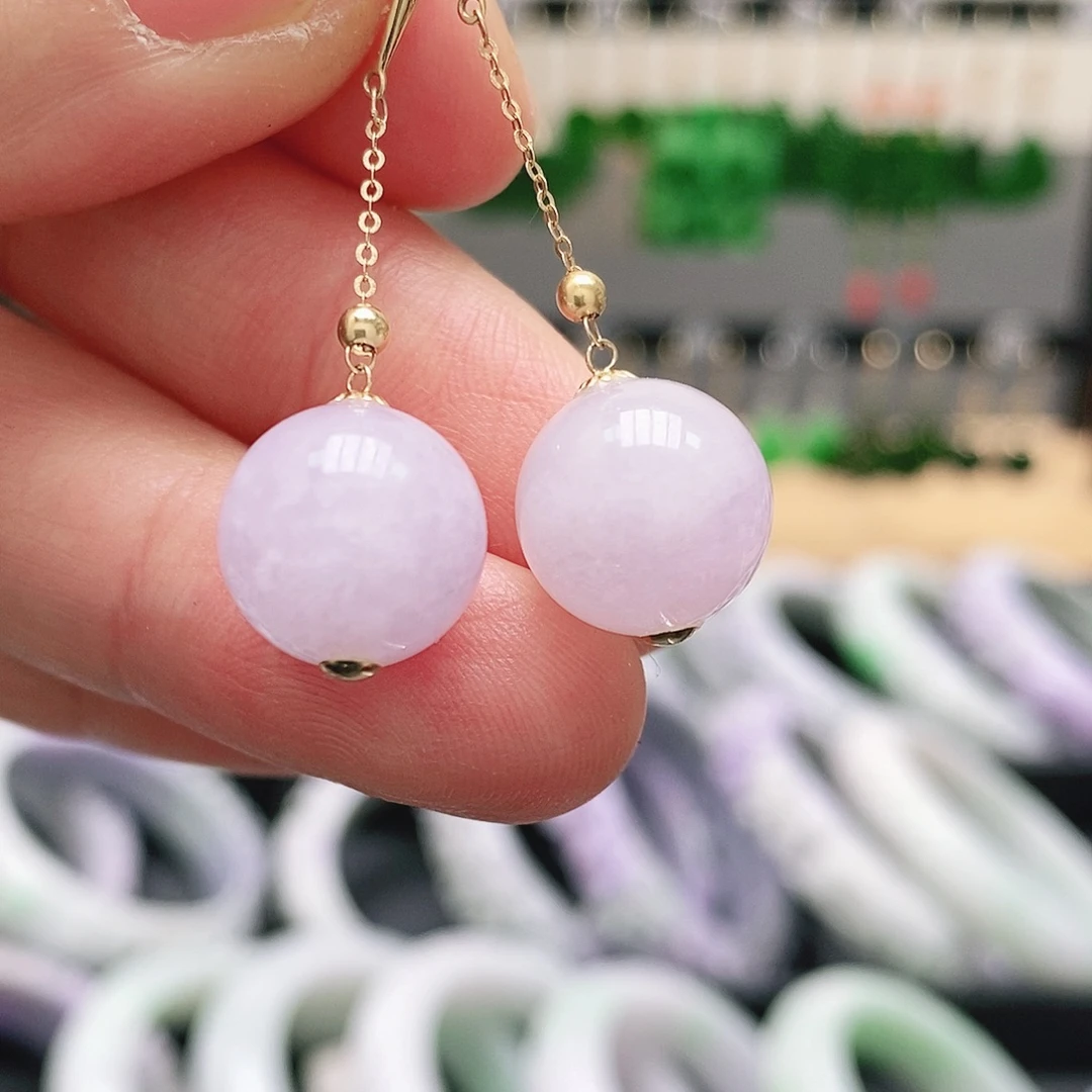 翡翠18K金镶嵌耳饰挂件