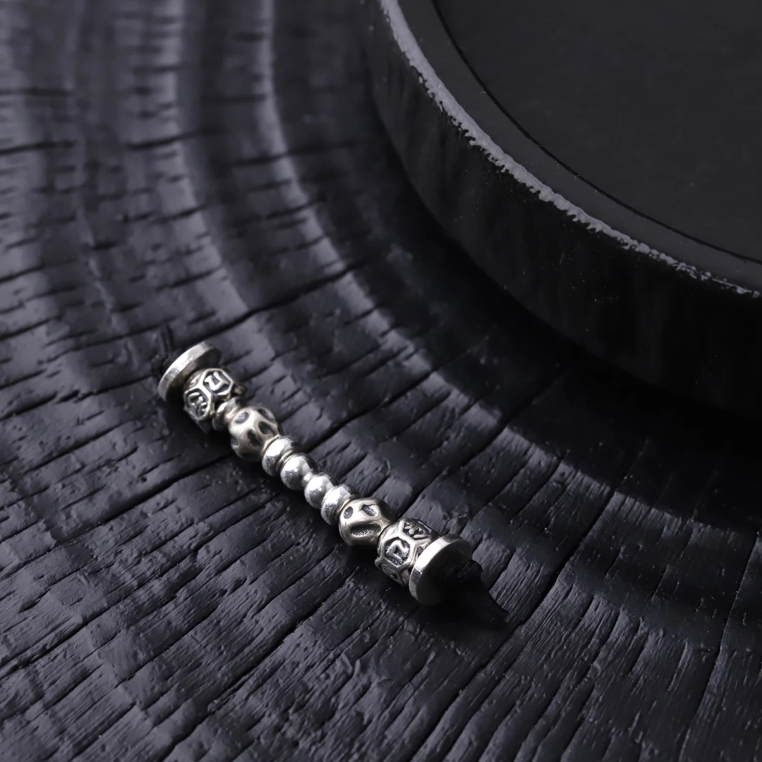 S9093 银六字真言万能轴隔珠文玩饰品配饰DIY配件